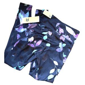 All In Motion Floral Active Leggings Sz XS Black Purple Workout Pants